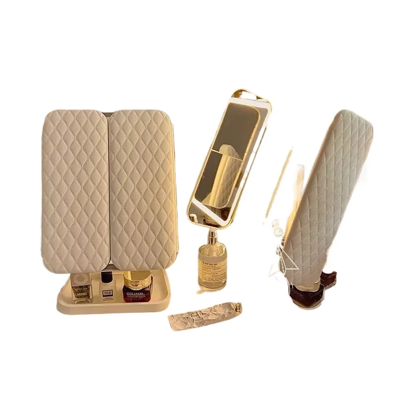 

Double door makeup mirror with lamp, girls makeup mirror, student dormitory desktop, triple folding comb beauty mirror