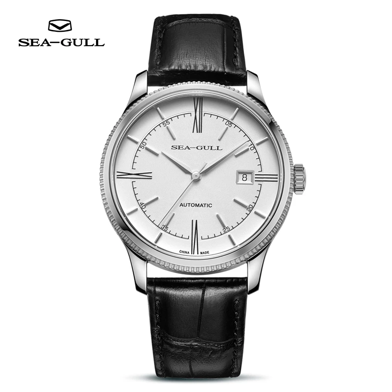 Seagull watch men's automatic mechanical watch ultra-thin business watch rose gold calendar watch large dial designer series6077