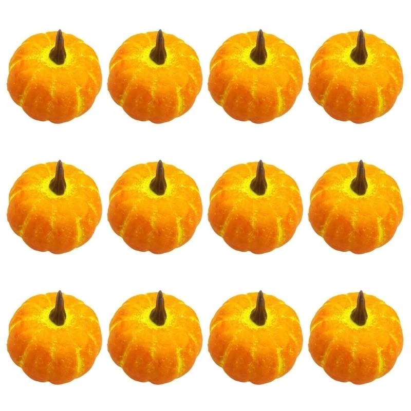 

12Pcs Artificial Pumpkins Realistic Pumpkins for Christmas Halloween Thanksgiving Party Holiday Wedding Decorations 15UB