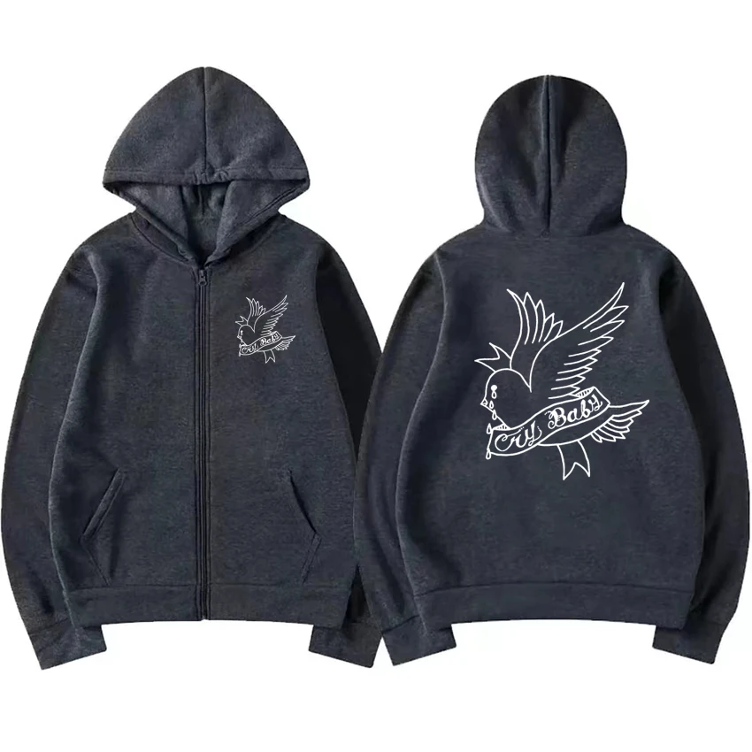 Hot Rapper Lil Peep Crybaby New Album Zipper Hoodie Autumn Winter Unisex vintage streetwear Men women Fleece pullover Sweatshirt