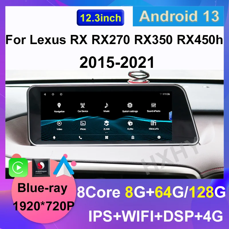 Android 13 Qualcomm 8+128G Auto Carplay For Lexus RX RX200t Rx300 Rx350 Rx400 Car Dvd Player Navigation Multimedia Stereo