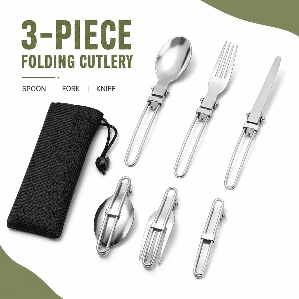 Outdoor Camping Cookware Set Aluminum Pot and Pan Folding Cutlery Kit Lightweight Backpacking Hiking Picnic Cooking Gear