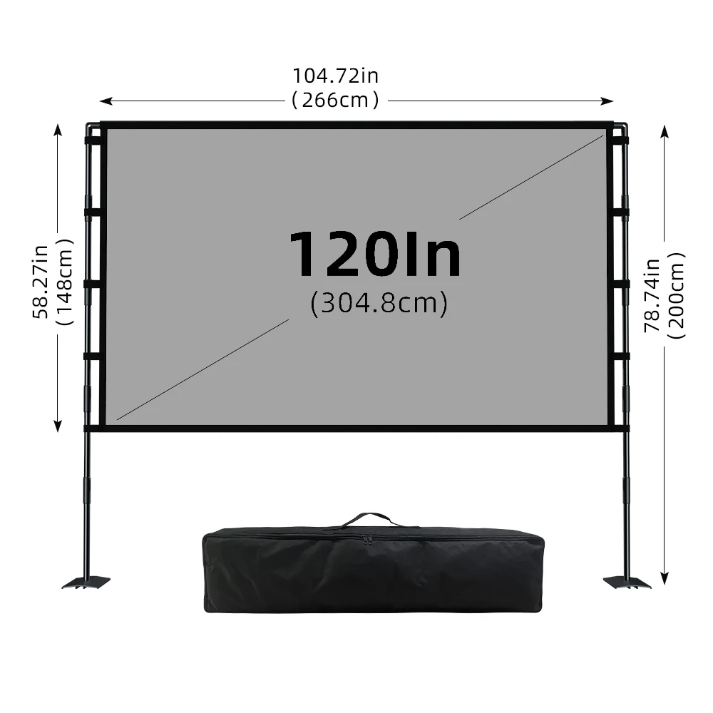 LEJIADA New Thicken Metal Iron Plate Double Bracket Anti Light Portable 4K HD Projection Screen Outdoor Camping 84/100/120 Inch image 3