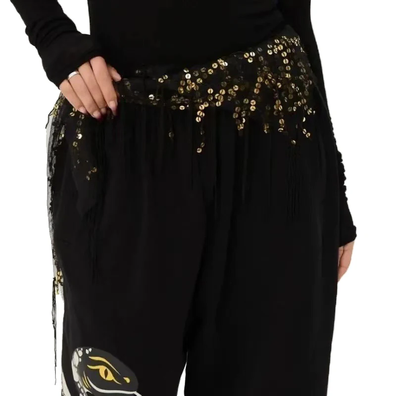 อเนกประสงค์ Belly Dance เอวพู่สามเหลี่ยมผ้าพันคอเข็มขัดเอวแจ๊สเต้นรําอุปกรณ์เสริมเต้นรําอินเดียวันหยุดผายลมผ้าม่าน