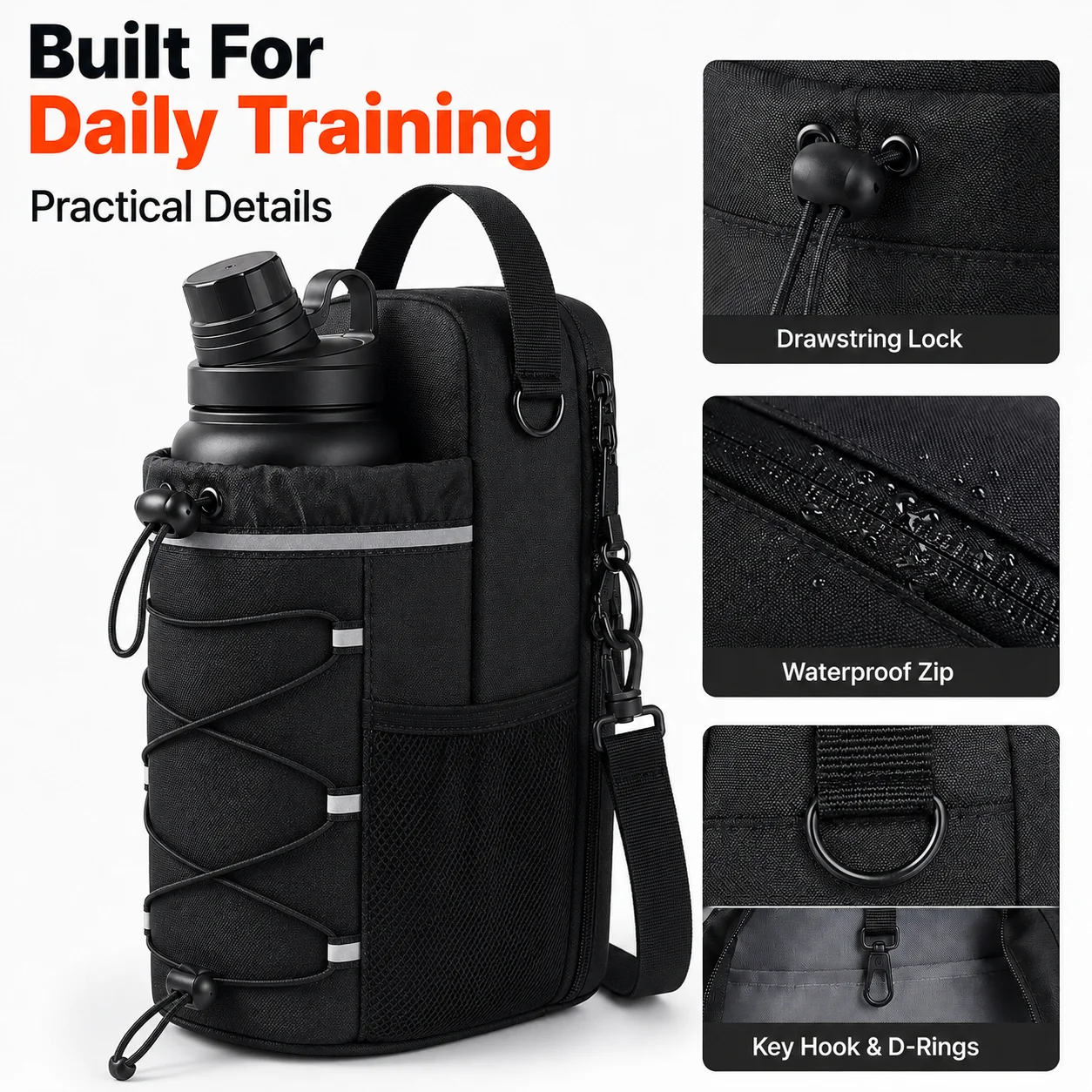 Magnetic Gym Bottle Bag Water Bottle Holder Fitness Accessory Hands Free Storage Bag For Gym Workout Running Travel Sports Gear - view 5