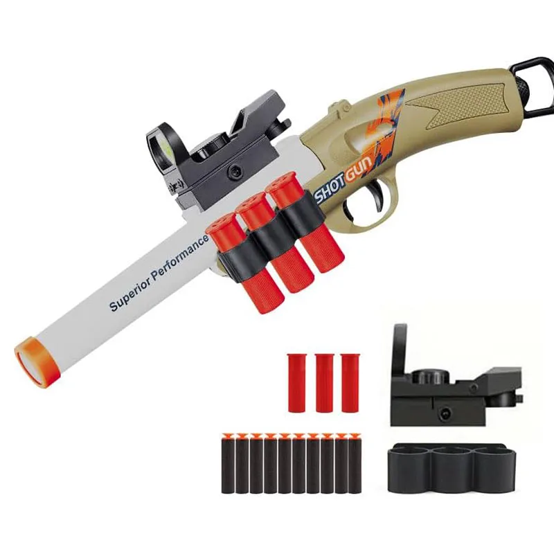 Shell ejeção bala macia arma de brinquedo espuma blaster airsoft espingarda rifle puxar carga blaster com ejeção de câmara aberta