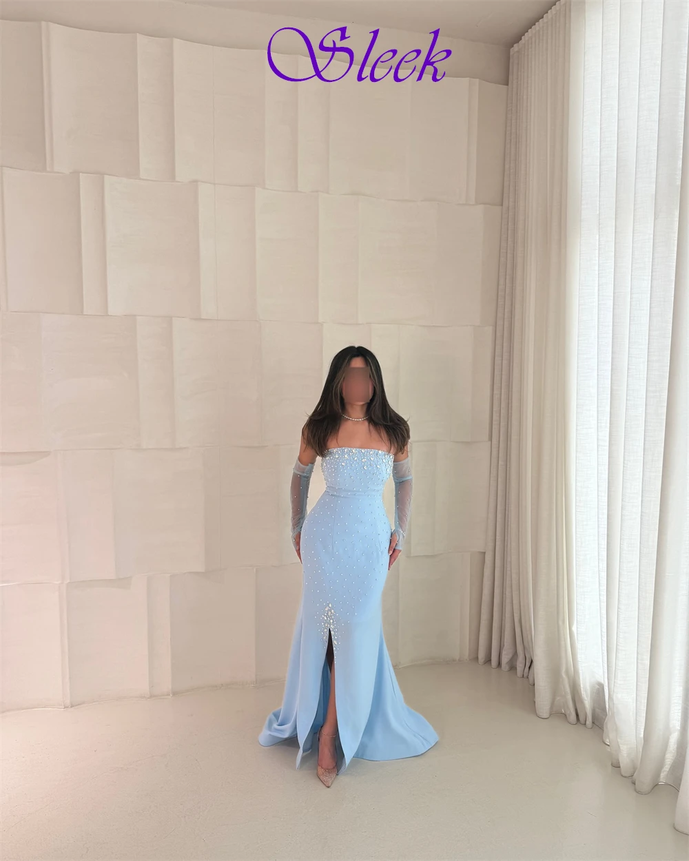 Customized Temperament Jersey Evening Dress Luxury Strapless Prom Dress Graceful Crystal Mermaid Special Occasion Gowns