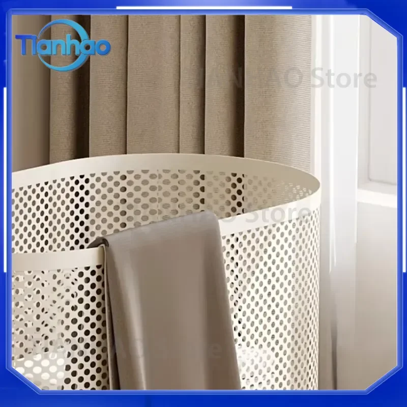 Iron Laundry Basket for Home Use Larger Capacity Storage Hamper with Wheels Clothes Organizing Basket Space Saving for