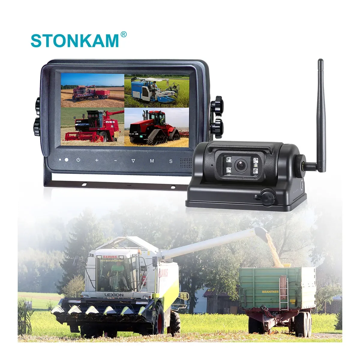 STONKAM Battery Powered Wireless Backup Truck Camera System Touchscreen Waterproof Magnetic Base For Truck Bus Farm construction