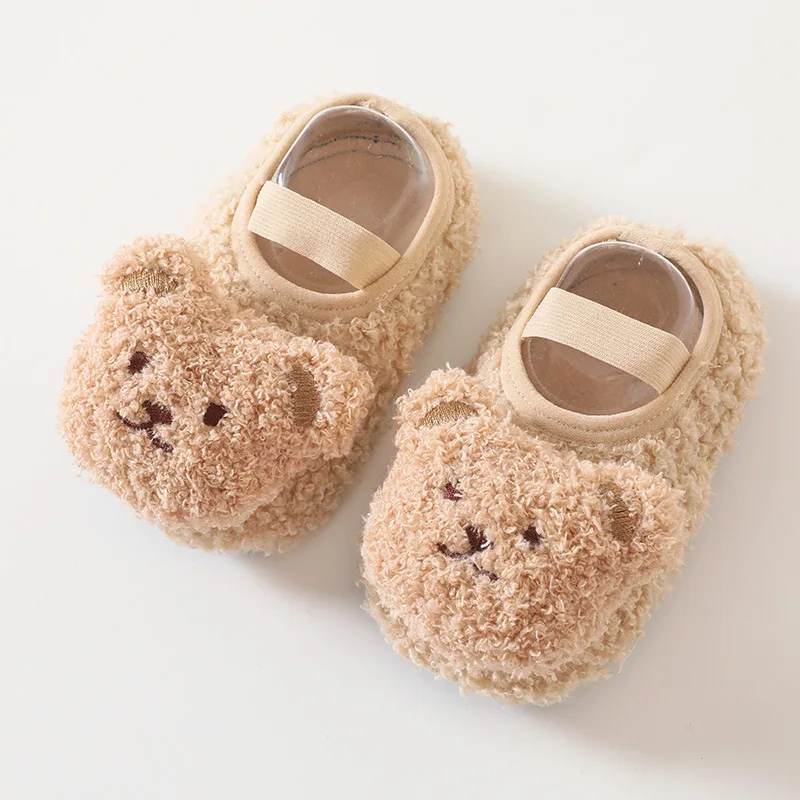 Cartoon Bear Socks Shoes for Newborn Infant Toddler Baby Autumn Winter Thick Warm Floor Socks Plush  Indoor Sox 0-3Years Old