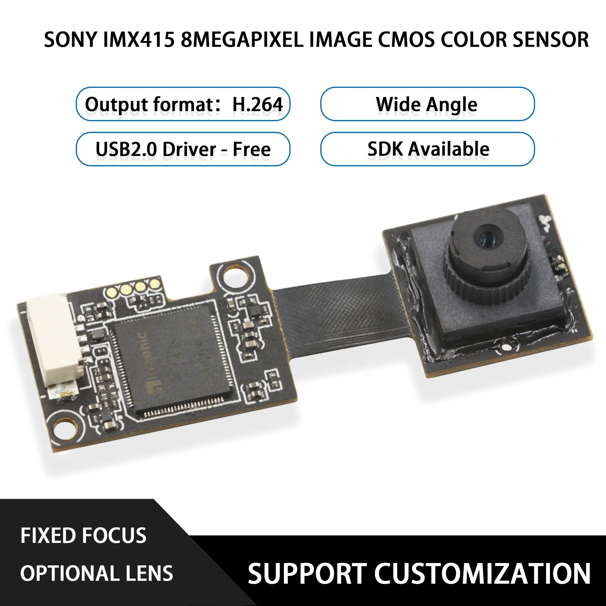 8MP IMX415 وحدة 4K COMS الاستشعار صورة ملونة واجهة USB2.0 30FPS ثمانية ملايين بكسل