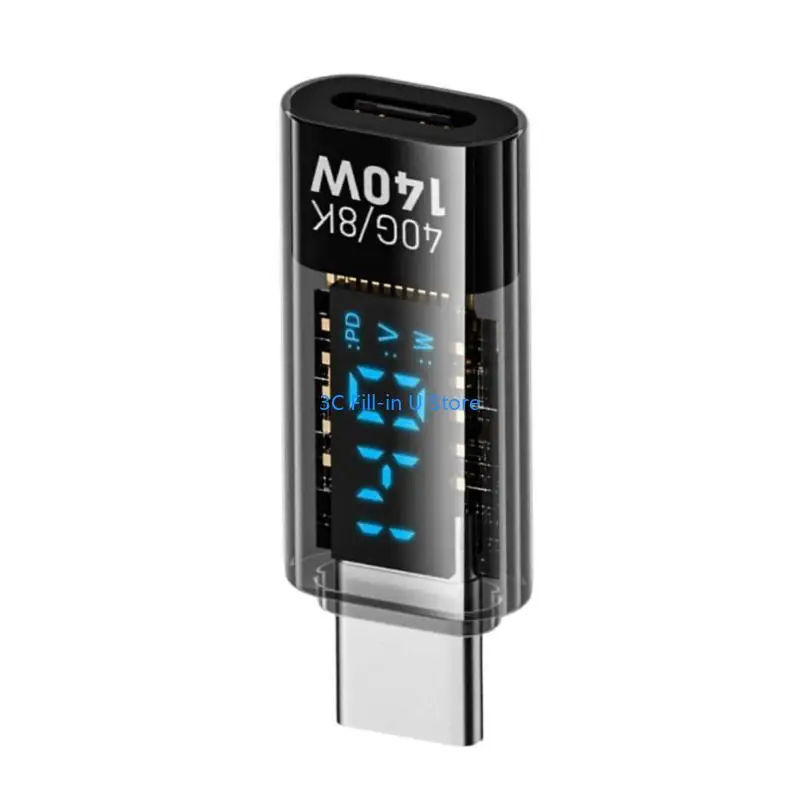 G8TA transparenter USB -Typ -C -Männlichkeits -Adapter mit Digital Display 140W Power Ladegerät 40Gbit / s