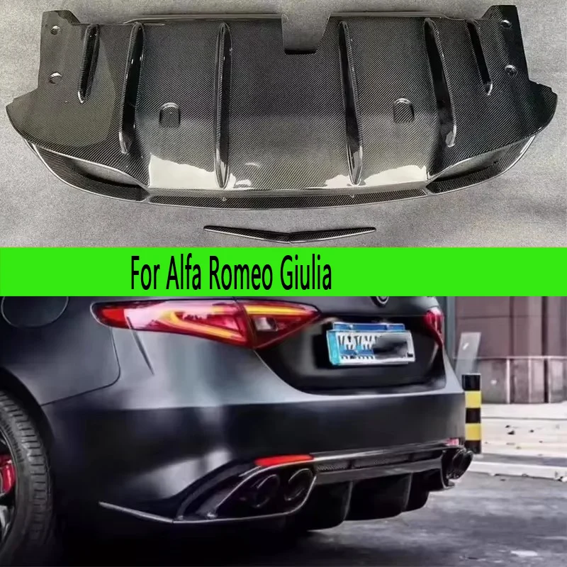 

Для Alfa Romeo Giulia автомобильный задний бампер из углеродного волокна, диффузор, задние сплиттеры, спойлер, задняя губа, обновленный комплект кузова