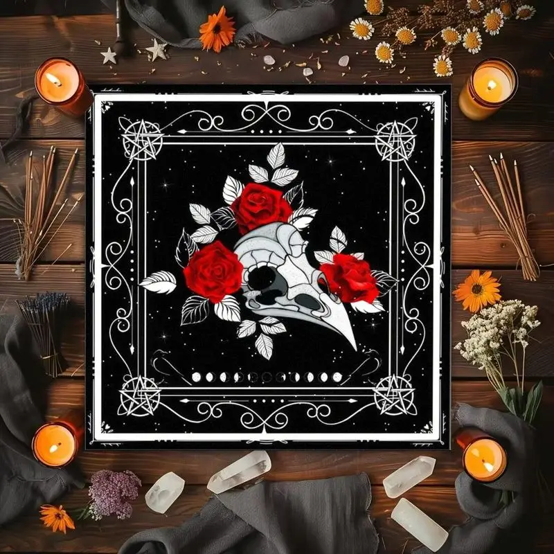 VIKAMA Triple Moon Goddess Tarot Card Tablecloth Mysterious Divination Altar Cloth Ritual Table Mat Spiritual Background Cloth