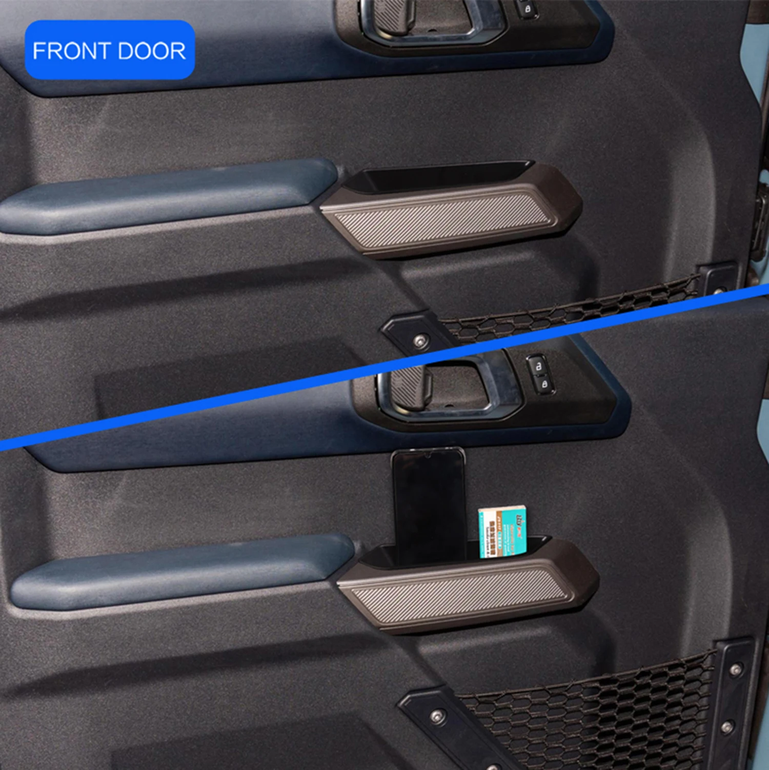 4 قطعة مقبض الباب الخلفي الأمامي للسيارة صندوق تخزين درج منظم لفورد برونكو 4 أبواب 2021-2025 تستيفها ملحقات داخلية