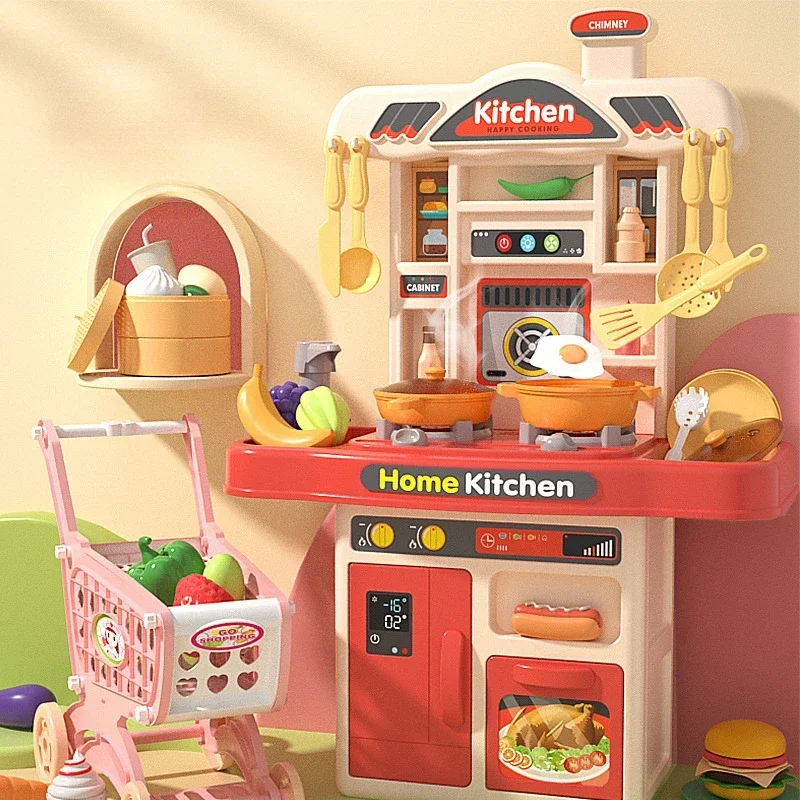 Brinquedo de cozinha realista para crianças, conjunto de chef, acessórios de cozinha, luzes e sons, para crianças, meninas, meninos de 3 anos ou mais