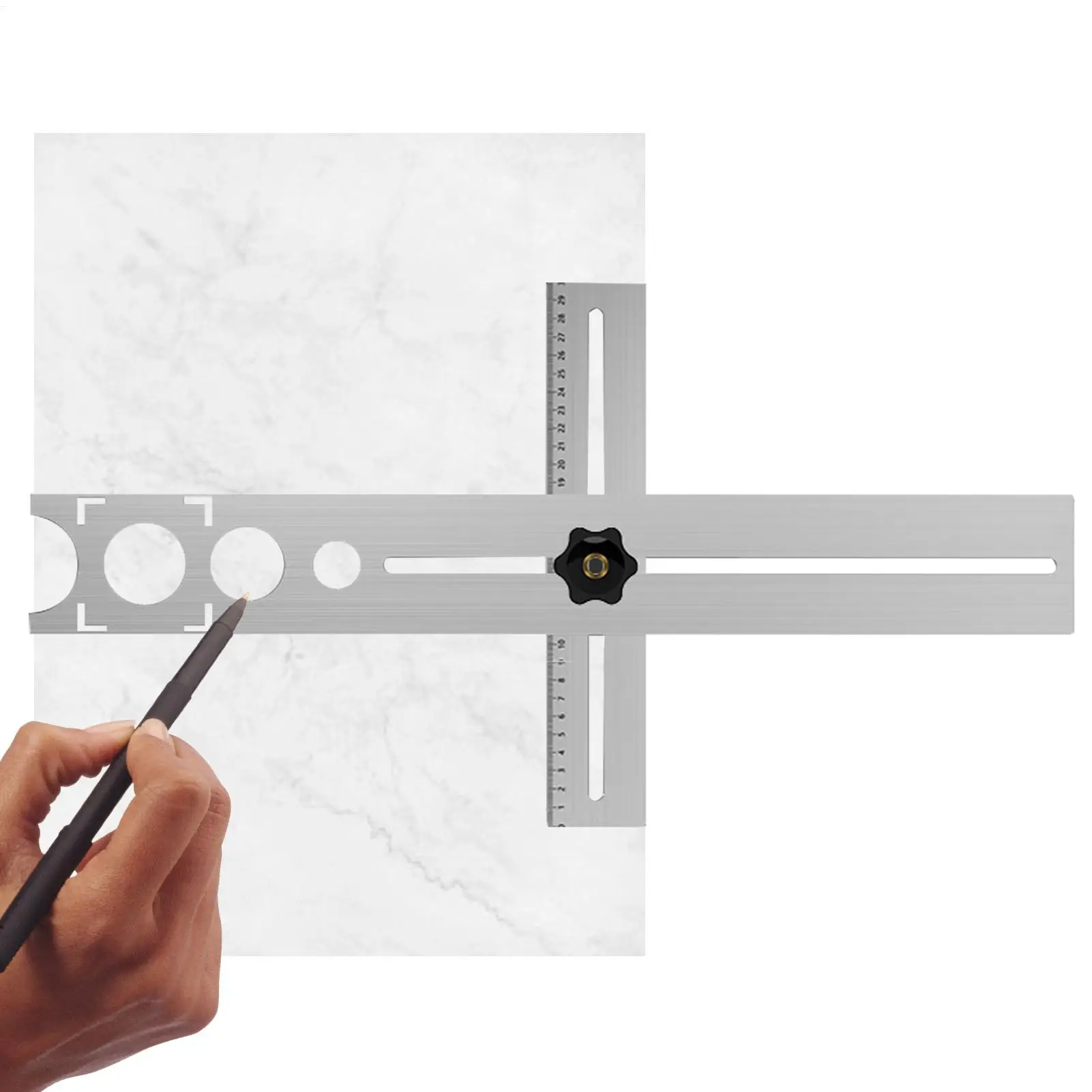 

Marble Hole Cutter Ceramic Tile Hole Locator Measuring Range 300mm Guide Template 25mm/40mm/45mm/55mm/60mm For Drill Opening