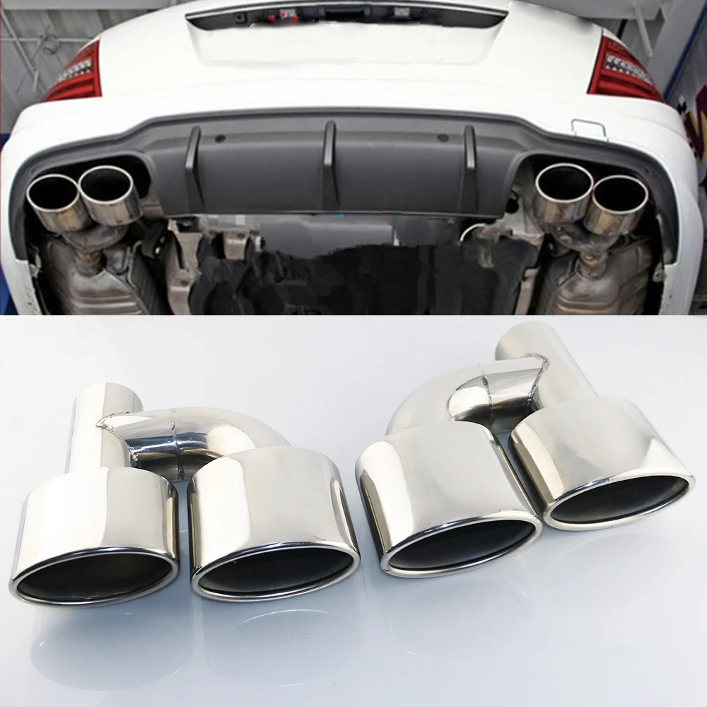 

1PCS Inter 63mm Dual oval Outlet Car exhaust tip Stainless steel Rolled Muffler Tail Pipe for AG C-Classs C200 C260 C300 C350