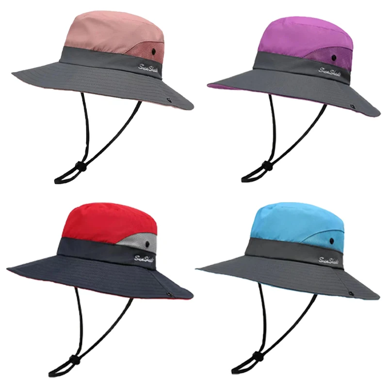 

Wide Brim Sunscreen Bucket Hats for Women Men Mesh Anti-UV Fisherman Caps Outdoor Sports Mountaineering Climbing Fishing Sun Hat