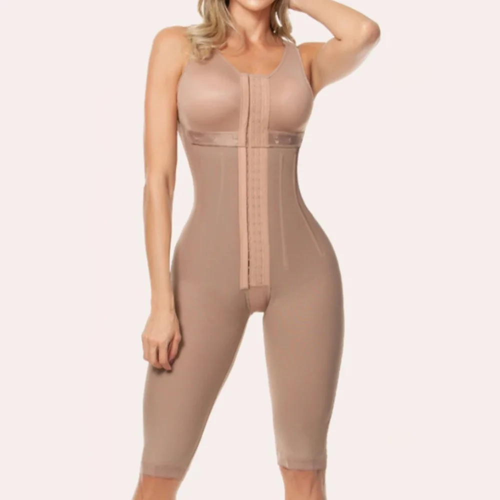 Fajas Colombianas Full Body Shapewear with Bones Sleeveless Bodysuit Medium Length Pants High Compression Garment Sexy Underwear