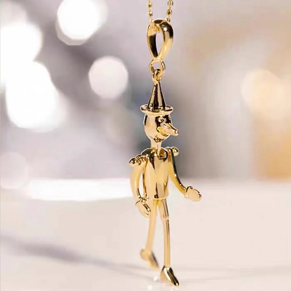 

Italy imported Pinocchio pendant 2 color optional limbs flexible movable S925 silver couples parent-child gift