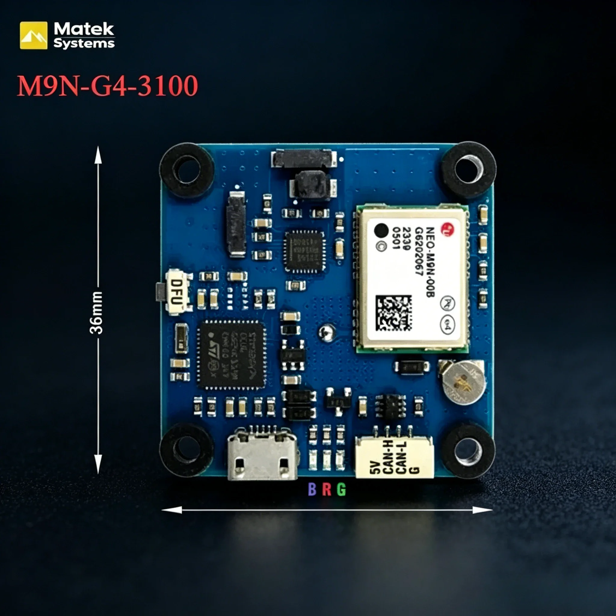 VIVaS1pcs/lot M9N-G4-3100 MATEKS Mateksys AP_Periph M9N GNSS GPS Module Supports CAN DroneCAN UART/MSP