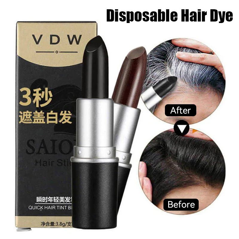 Temporary Hair Color Dye Pencil For Roots One-Time Black Hair Colour Pencil Instant Black Root Coverage Hair Color Pencil