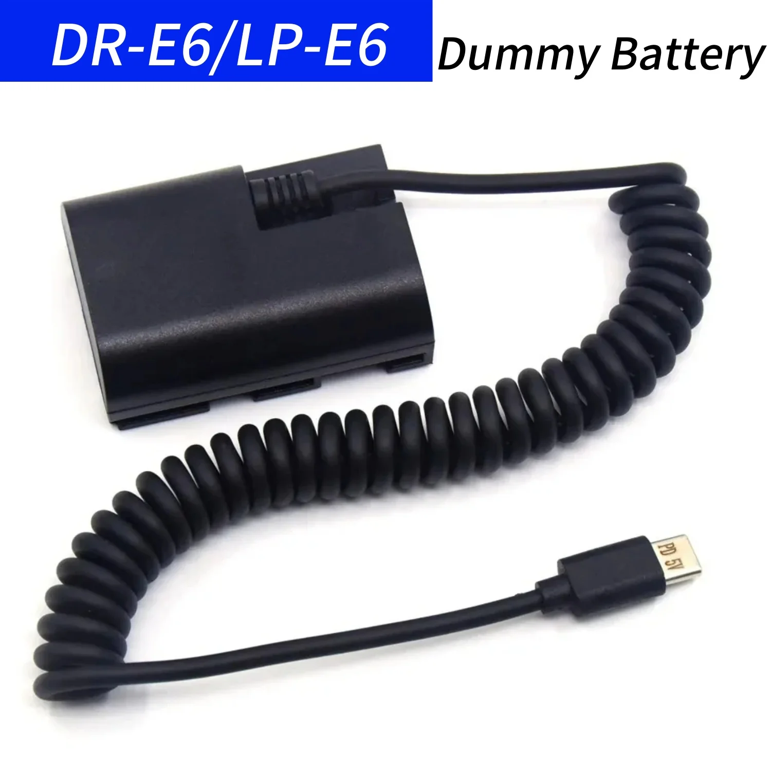 

USB-C to DR-E6 DC Coupler LP E6 Dummy Battery Full Decode Spring Cable for Canon EOS 5DII 5DS 60Da 6D 7D R6 80D 90D Camera