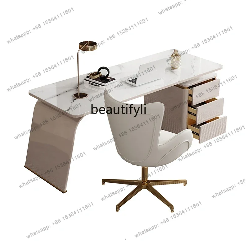 Light Luxury Stone Plate Desk Modern Minimalist Office Computer Desk Home Study and Bedroom Student