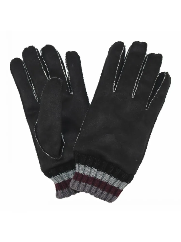 Winter Men Women Warm Fleece Lining Motorcycle Riding Split Finger Gloves Thick Faux Suede Leather Gloves