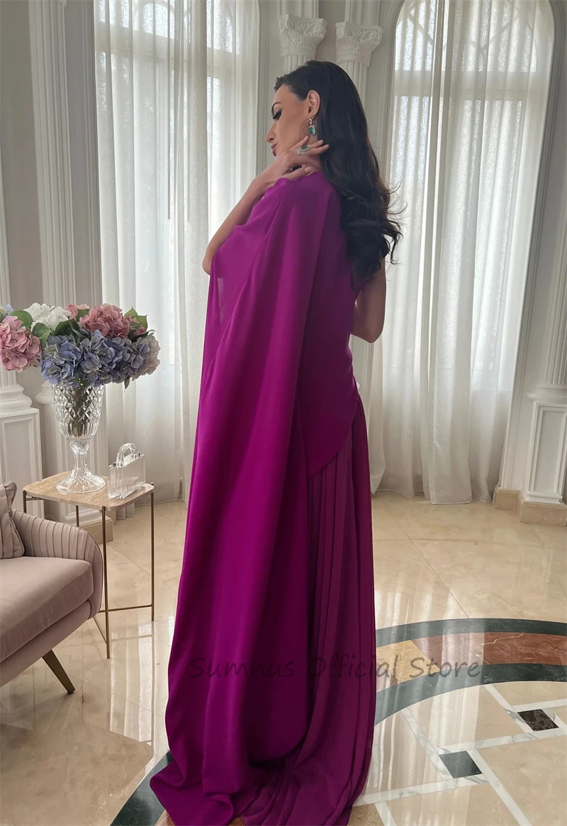 SUMNUS Newest Formal Event Prom Dresses Gown Flare One Sleeve Custom Casual Party Vestido Fuschia Purple Special Evening Gowns