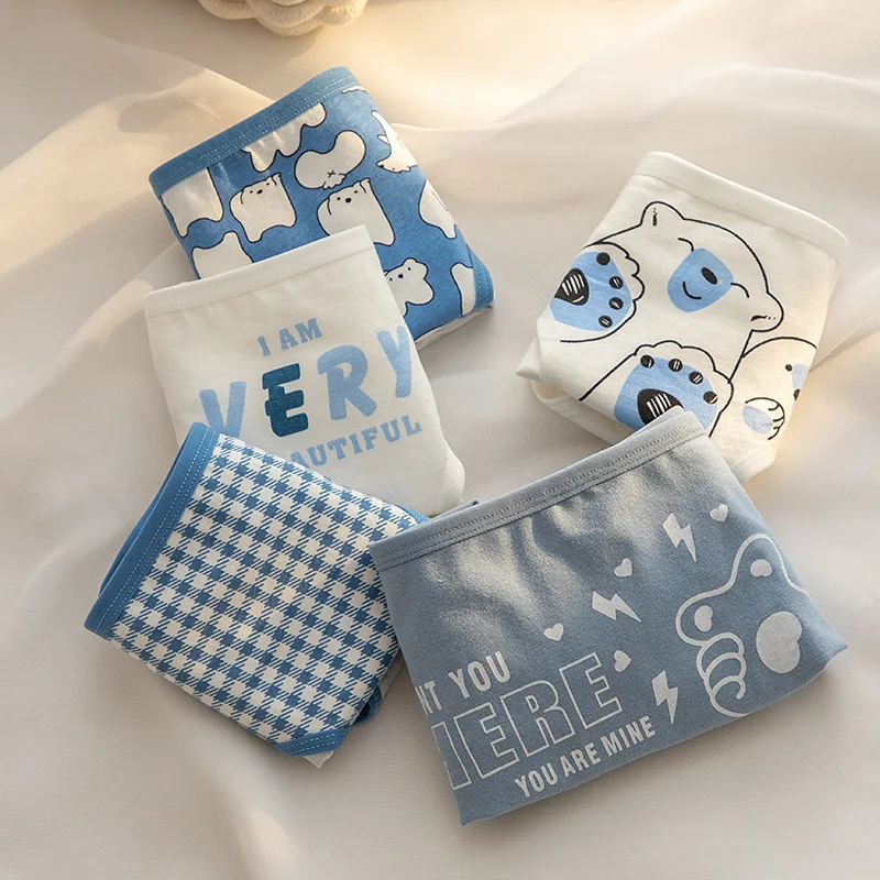 5 قطعة/المجموعة لطيف فتاة ملخصات القطن سراويل النساء الملابس الداخلية أزياء منتصف الخصر اللباس الداخلي الإناث السروال تنفس مثير الملابس الداخلية