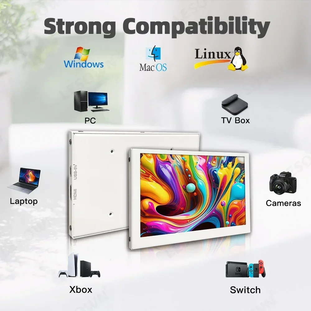 LESOWN 5 inch mini Portable Monitor HD 800x480 IPS Resolution HDMI Touchscreen Laptop Second Screen Display for PC Case Computer