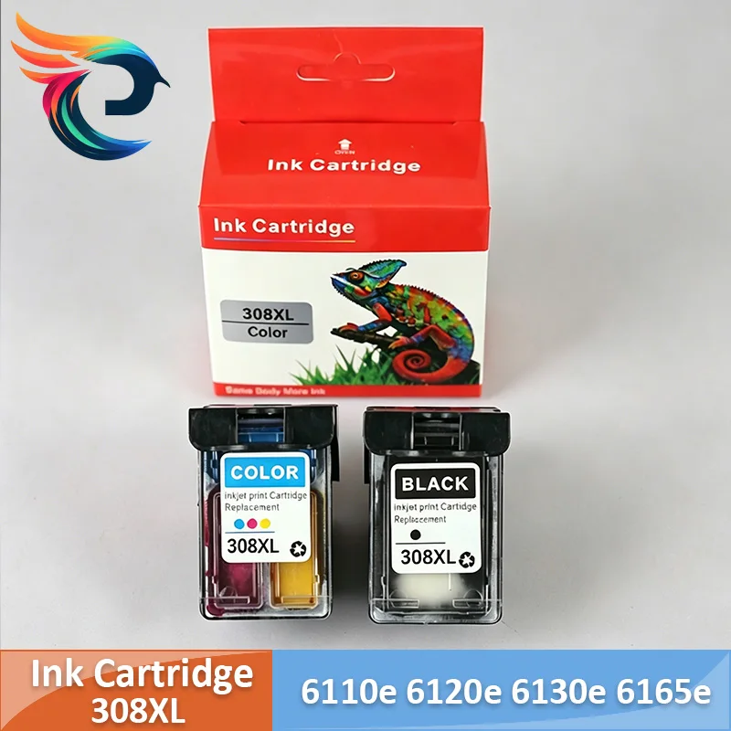 Cartouche d'encre rechargeable 308XL remanufacturée pour HP 308XL, pour HP Envy 6110e 6120e 6130e 6165e 6500 6520e 6530e DeskJet 2900 295
