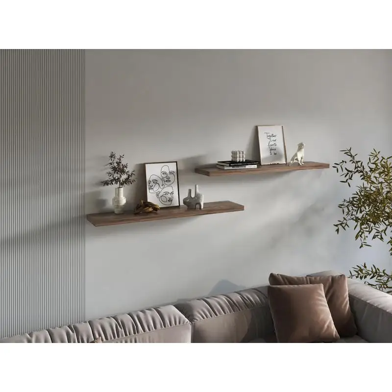 

Dark Brown 1.5in H 2-Shelf Storage Unit for Living Room