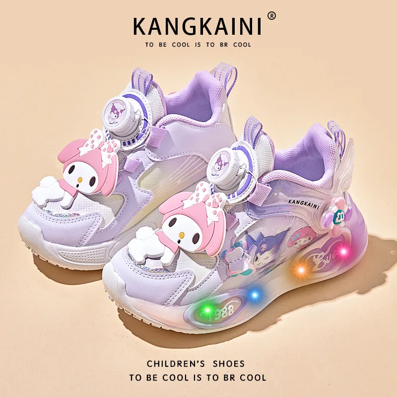 

Sanrio hello kitty girl sneakers kuromi spring/summer/fall 2026 new lighted mesh breathable twirl button lighted casual shoes