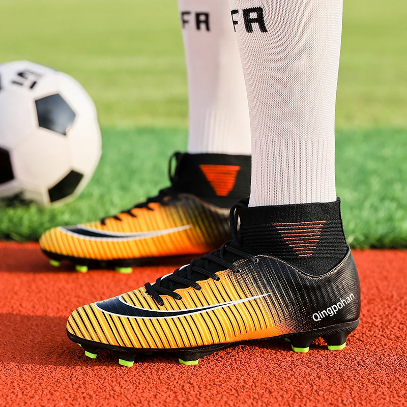 

Men's Soccer Cleats Football Shoes with High-Tops Lace-Up Non-Slip Short Spikes Rubber Outsoles Indoor Firm Ground Turf Futsal C