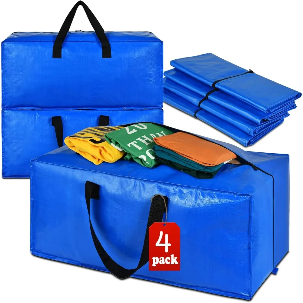 

1-4PCS Heavy-duty Oversized Activity Bags Storage Bags Household Luggage Woven Packaging Moving Waterproof Zipper Bags