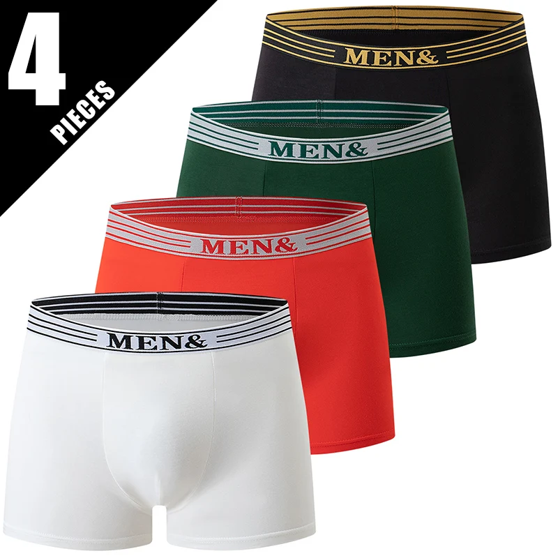 

Комплект мужского нижнего белья из 4 предметов, однотонные трусы из бамбукового волокна, молодежные повседневные спортивные мужские удобные многофункциональные трусы