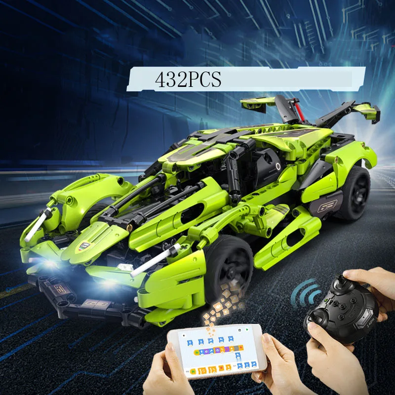 

Technical Vehicle Building Block Radio 2.4ghz Remote Control Super Sport Car Model LamboV12 Vision Gt Rc Toys Model Bricks