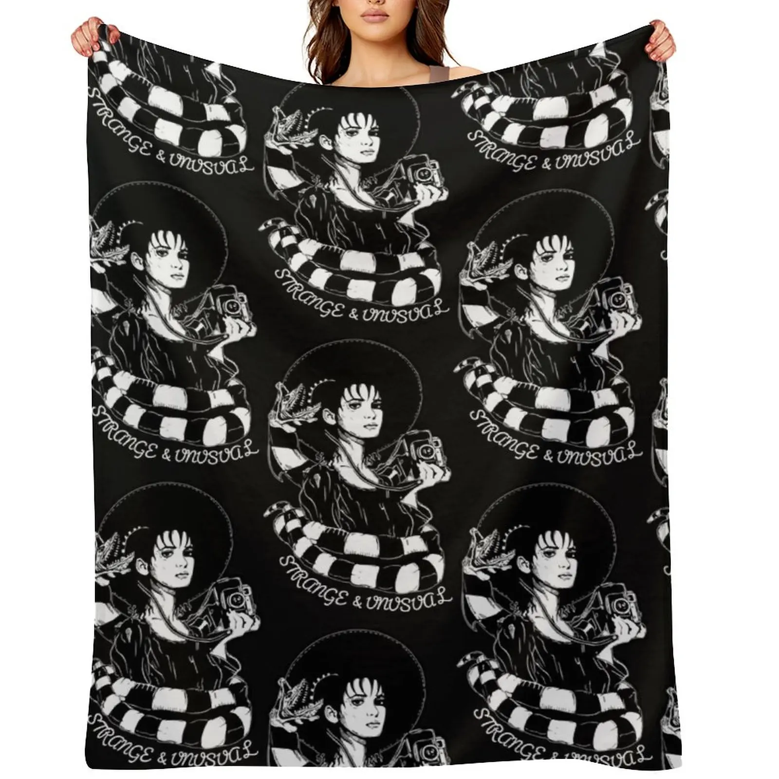 

Lydia Deetz Strange and Unusual Gothic Throw Blanket Luxury St Bed linens Soft Plaid Camping Blankets