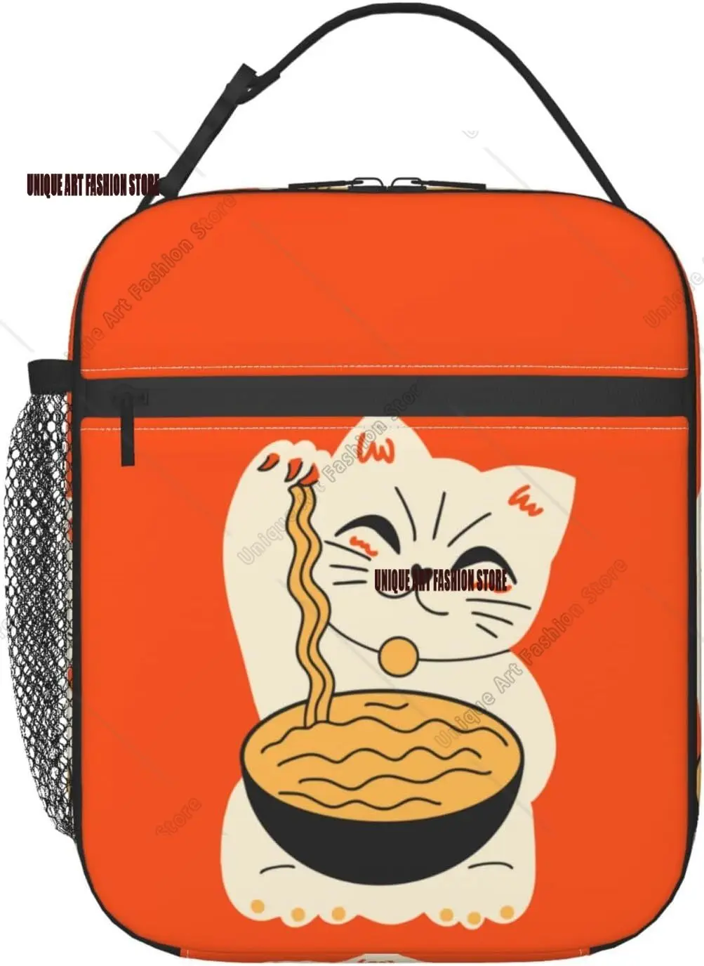 

Insulated Lunch Box for Adults Ramen Lunch Box for Work Picnic Hiking Beach or Fishing Cat Eat Ramen Theme Lunch Bag