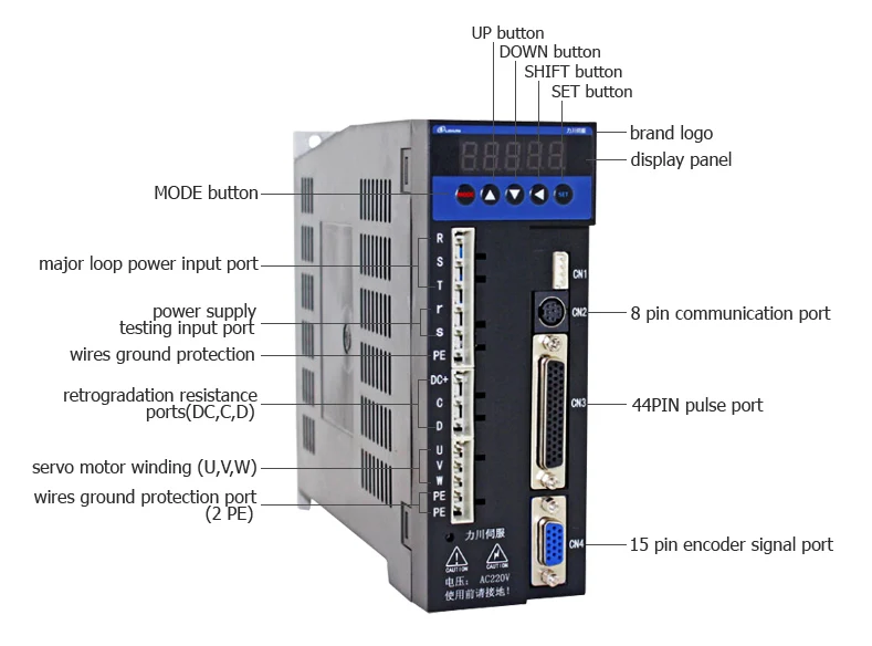 80st-m03520 servo drive kit for 0.75KW Flange 80 750W 2000rpm 1phase CNC AC servo motor with drive from factory