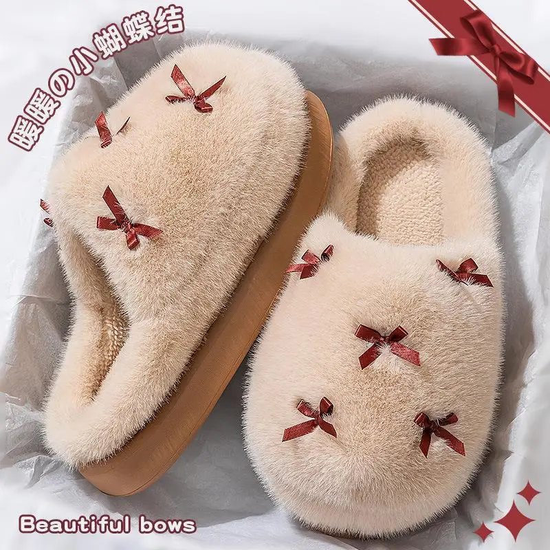 2026 New Women Cotton House Slippers Thick Sole Warm Fleece Lining Non Slip Autumn Winter Indoor Shoes view 4