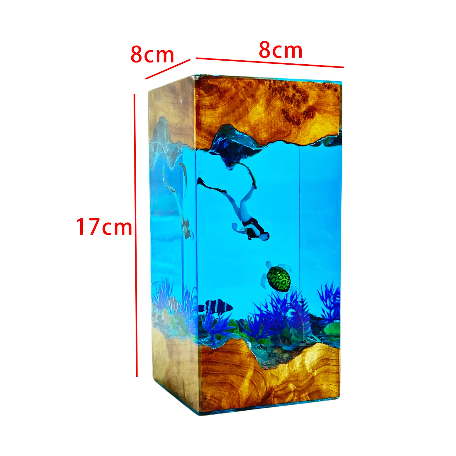 ภูมิทัศน์ออร์แกนิสเรซิ่นตาราง Creative Art ตกแต่งโคมไฟ DIVER Sea World Treasure Hunt Theme Night Light ชาร์จ USB