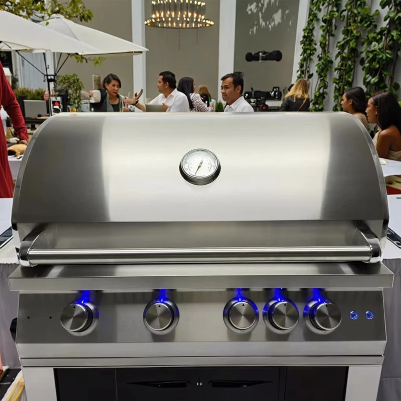 High quality metal tabletop gas grill with thermometer open grill cabinet for patio or kitchen low pressure gas type