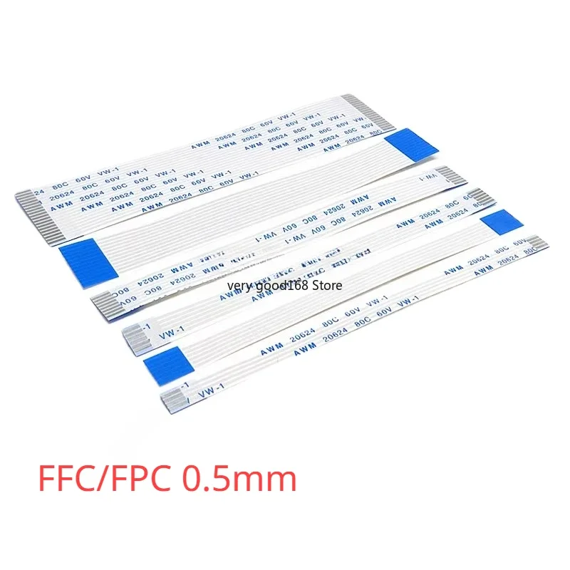 10PCS FPC FFC Ribbon Flexible Flat Cable 4/6/8/10/12/14/16/18/20 Pin Pitch 0.5MM 1.0MM A-Type Wire Length 6/10/15/20/25/30/40 CM