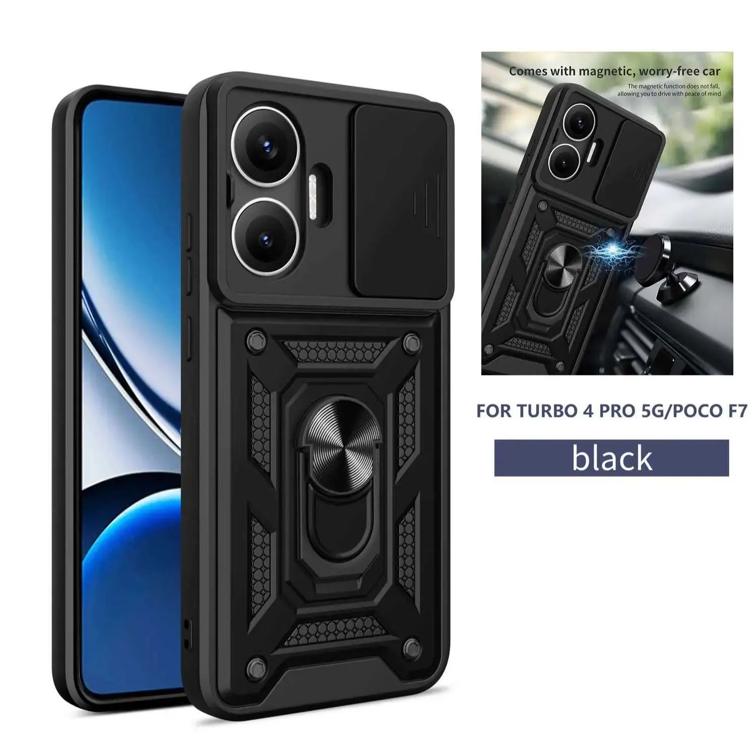 Armored Protective Shell With Magnetic Ring For Mi Poco F7 X