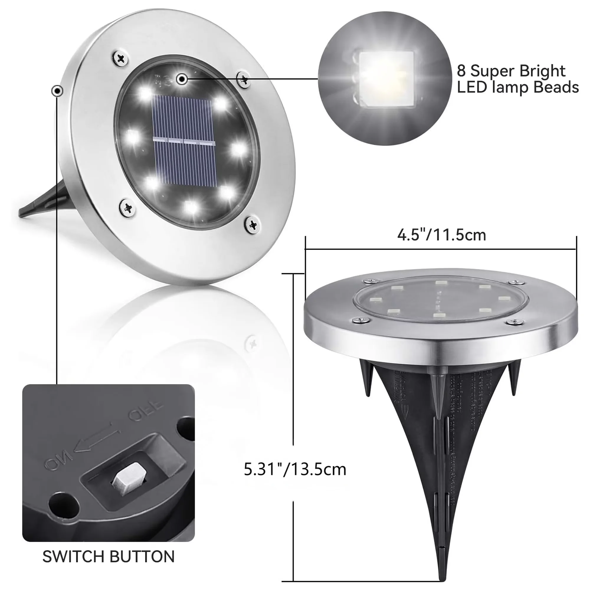 12 عبوة من مصابيح الطاقة الشمسية المقاومة للماء في الهواء الطلق، مصابيح LED تحت الأرض للفناء والحديقة والحديقة والشرفة والممر الخارجي #2