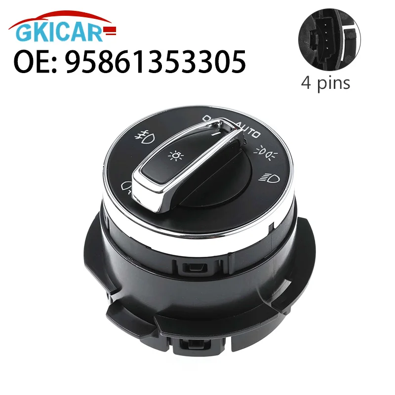 

95861353305 Car Chrome Headlight Control Switch for Porsche Cayenne Turbo GTS 92A 958 Macan 991 911 991R GT3